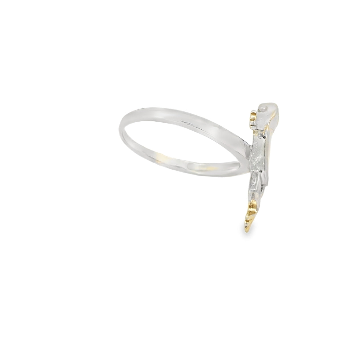 White lab opal frog sterling silver ring