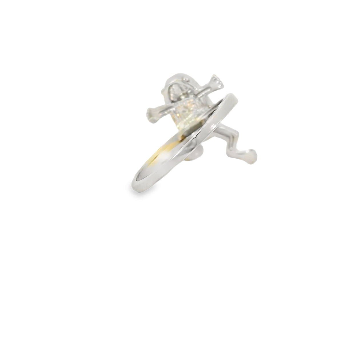 White lab opal frog sterling silver ring