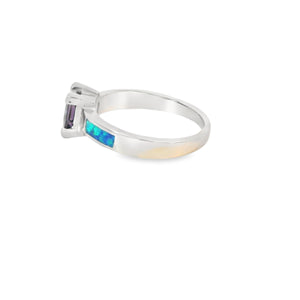 Blue Lab Opal Sterling Silver Ring