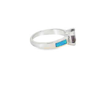 Blue Lab Opal Sterling Silver Ring