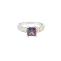 White Lab Opal Purple Cubic Zirconia Ring