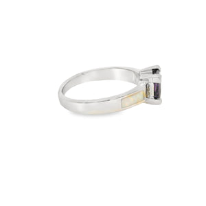 White Lab Opal Purple Cubic Zirconia Ring
