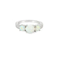 Round White Lab Opal Cubic Zirconia Sterling Silver Ring