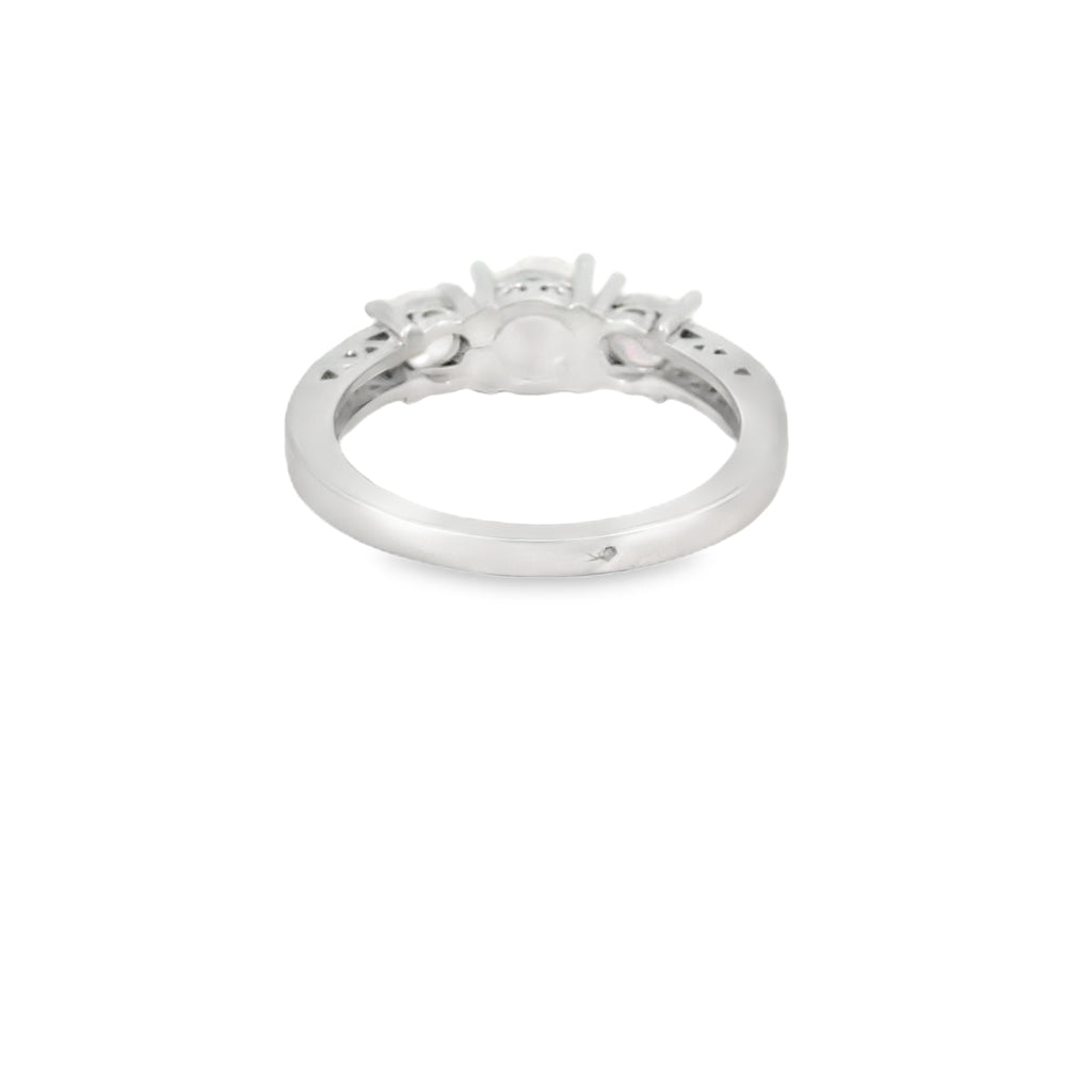 Round White Lab Opal Cubic Zirconia Sterling Silver Ring