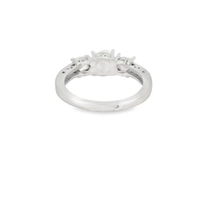 Round White Lab Opal Cubic Zirconia Sterling Silver Ring