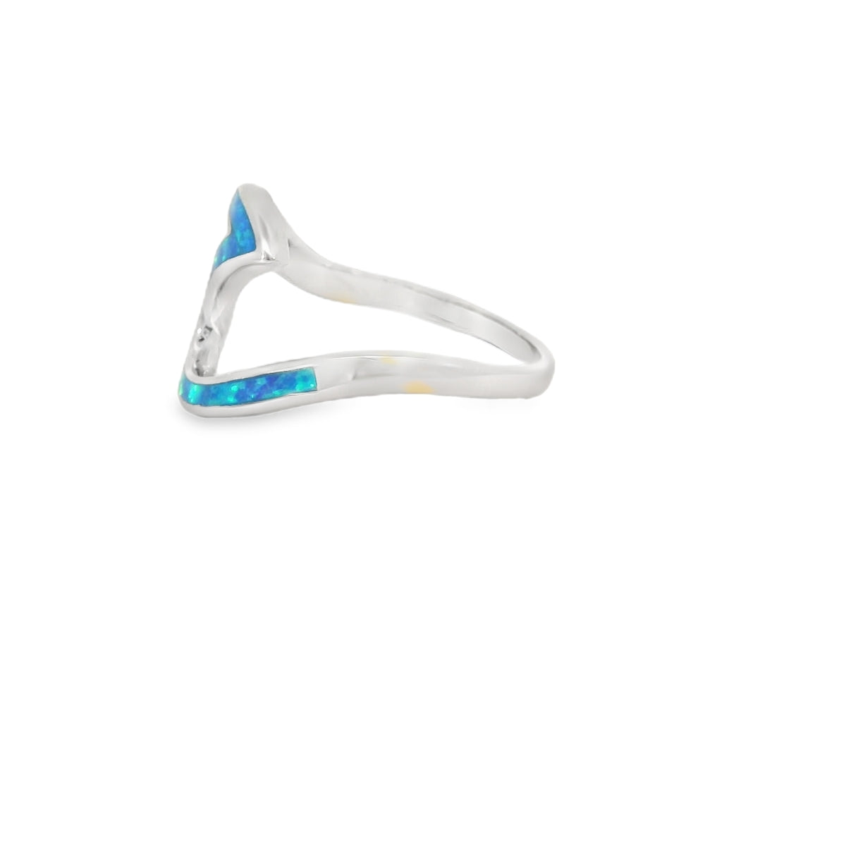 Blue lab opal wave sterling silver ring