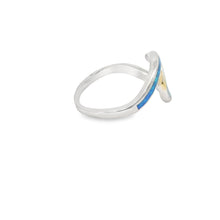 Load image into Gallery viewer, Blue lab opal wave sterling silver ring