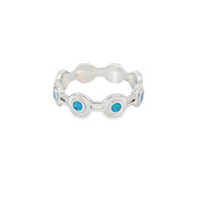 Load image into Gallery viewer, Blue Lab Opal Geometric Band Sterling Silver Ring