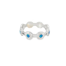 Load image into Gallery viewer, Blue Lab Opal Geometric Band Sterling Silver Ring