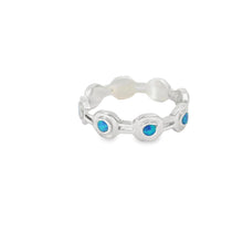 Load image into Gallery viewer, Blue Lab Opal Geometric Band Sterling Silver Ring