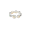 White Lab Opal Geometric Band Sterling Silver Ring