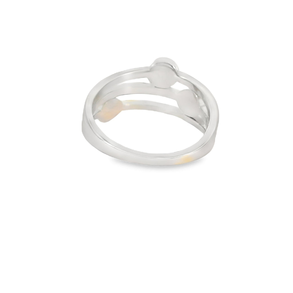 Blue Lab Opal Geometric 3 Band Sterling Silver Ring