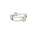 White Lab Opal Geometric 3 Band Sterling Silver Ring