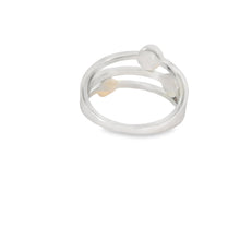 Load image into Gallery viewer, White Lab Opal Geometric 3 Band Sterling Silver Ring