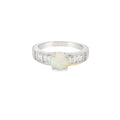 Round White Lab opal Cubic Zirconia Sterling Silver Ring