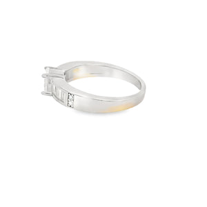 Round White Lab opal Cubic Zirconia Sterling Silver Ring