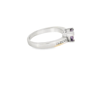Blue Lab Opal Purple Cubic Zirconia Sterling Silver Ring