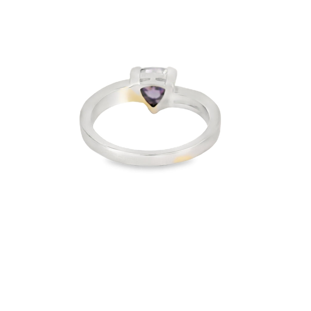 Blue Lab Opal Purple Cubic Zirconia Sterling Silver Ring