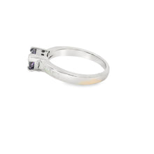Load image into Gallery viewer, White Lab Opal Purple Cubic Zirconia Sterling Silver Ring