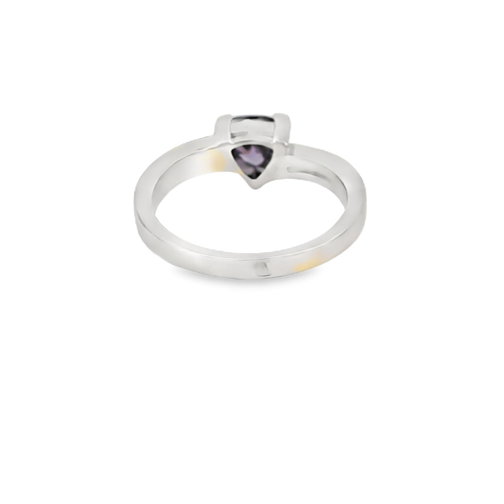 White Lab Opal Purple Cubic Zirconia Sterling Silver Ring
