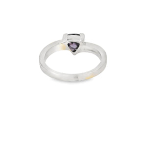 White Lab Opal Purple Cubic Zirconia Sterling Silver Ring