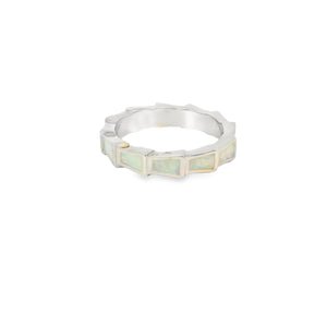 White Lab Opal Sterling Silver Ring