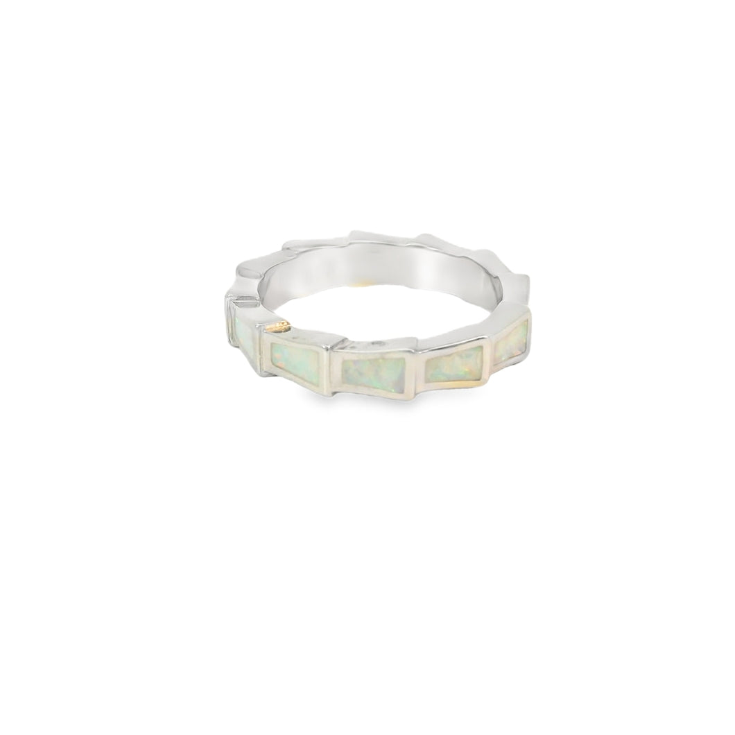 White Lab Opal Sterling Silver Ring