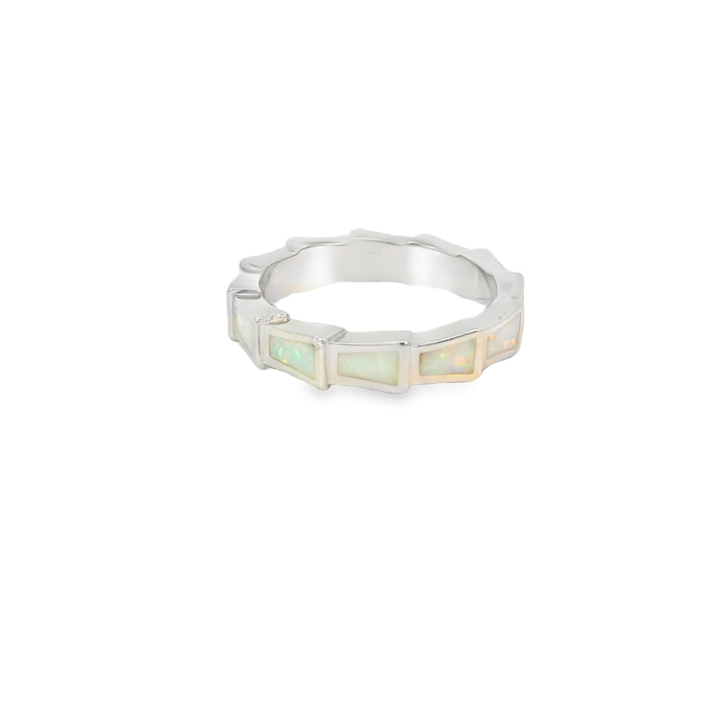 White Lab Opal Sterling Silver Ring