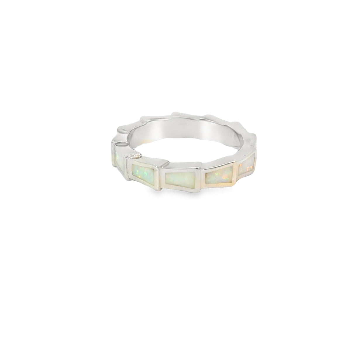 White Lab Opal Sterling Silver Ring