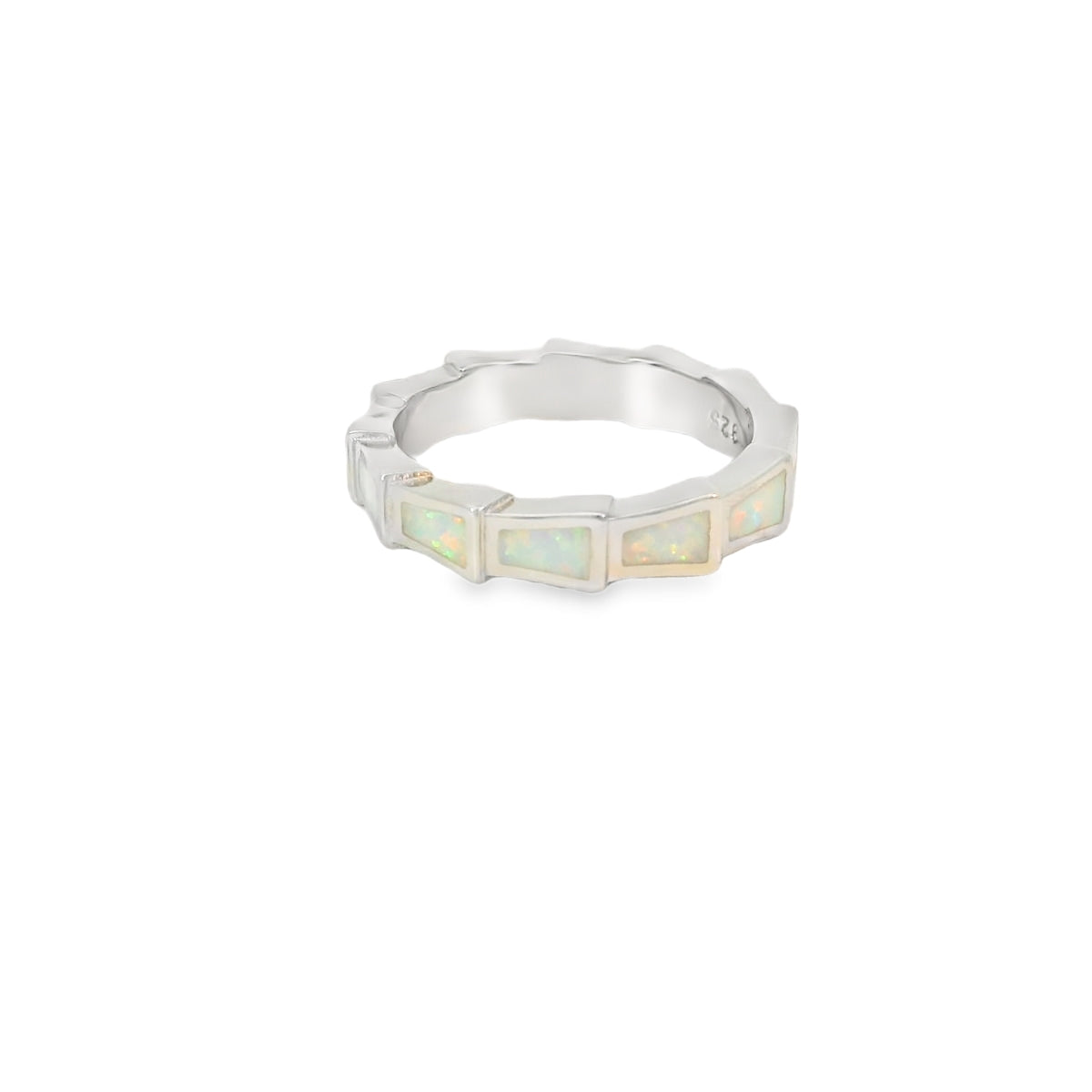 White Lab Opal Sterling Silver Ring