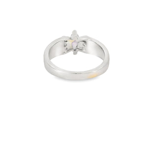 White Lab Opal Purple Cubic Zirconia Sterling Silver Ring