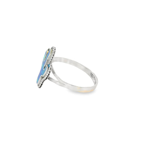 Blue lab opal cactus ring