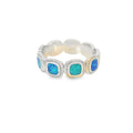Blue Lab Opal Geometric Sterling Silver Ring