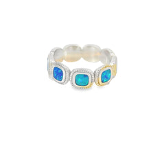 Load image into Gallery viewer, Blue Lab Opal Geometric Sterling Silver Ring