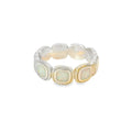 White Lab Opal Geometric Sterling Silver Ring