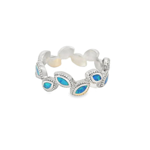 Blue Lab Opal Geometric Sterling Silver Ring