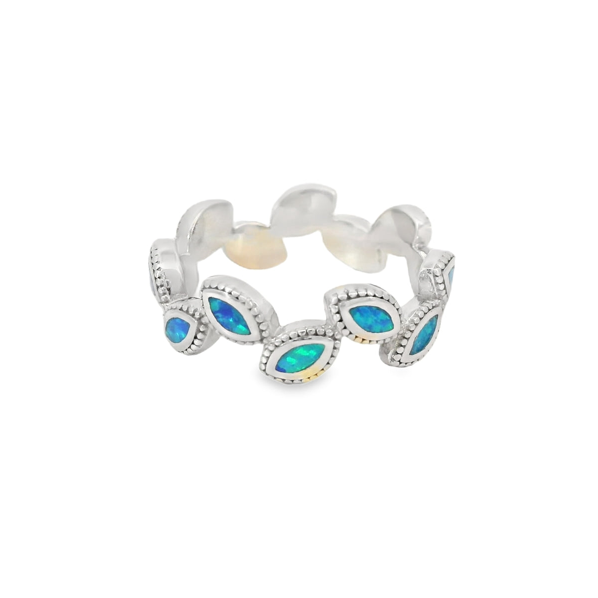 Blue Lab Opal Geometric Sterling Silver Ring