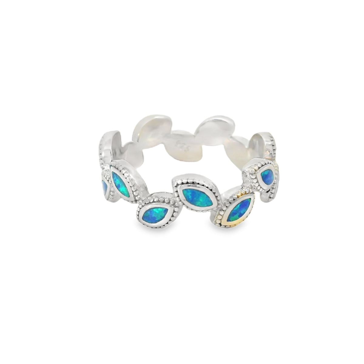 Blue Lab Opal Geometric Sterling Silver Ring