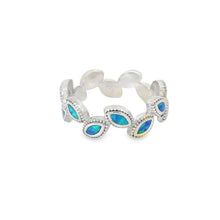 Load image into Gallery viewer, Blue Lab Opal Geometric Sterling Silver Ring
