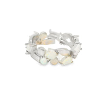 Load image into Gallery viewer, White Lab Opal Geometric Band Sterling Silver Ring