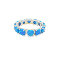 Blue Lab Opal Geometric Band Sterling Silver Ring