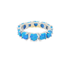 Load image into Gallery viewer, Blue Lab Opal Geometric Band Sterling Silver Ring