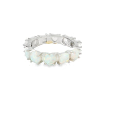 Load image into Gallery viewer, White Lab Opal Geometric Band Sterling Silver Ring