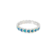 Load image into Gallery viewer, Blue lab opal hearts sterling silver ring