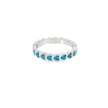 Load image into Gallery viewer, Blue lab opal hearts sterling silver ring