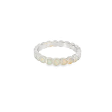 Load image into Gallery viewer, White lab opal hearts sterling silver ring