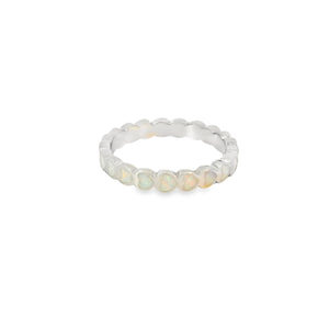 White lab opal hearts sterling silver ring