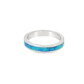 Blue Lab Opal Band Sterling Silver Ring