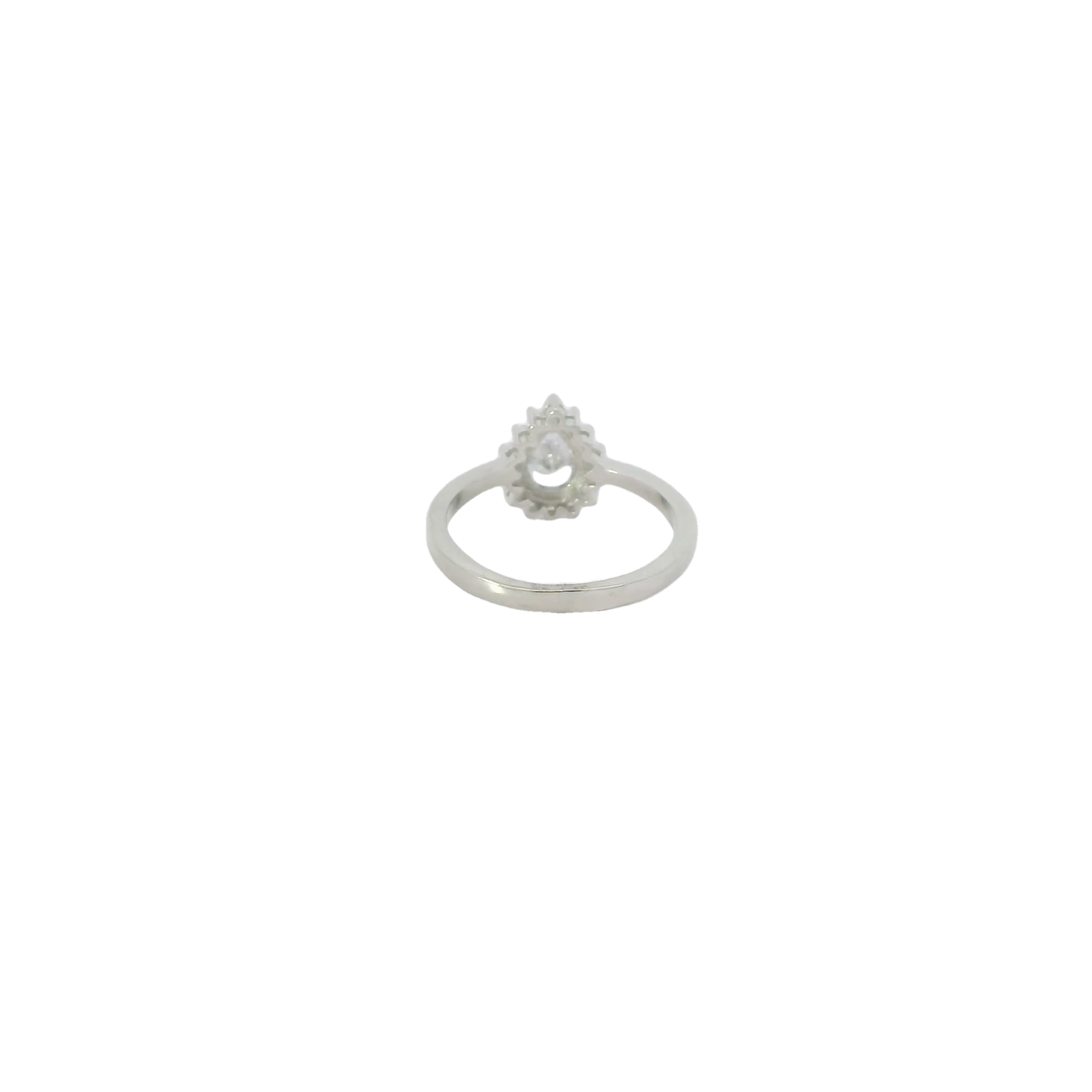 WHITE CUBIC ZIRCONIA STERLING SILVER SOLITAIRE ENGAGEMENT/WEDDING RING, (TEARDROP)