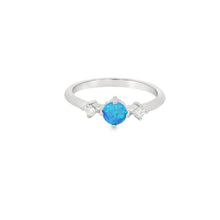 Load image into Gallery viewer, Round blue lab opal cubic zirconia ring